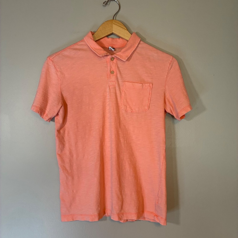 Old Navy Boys XL 14-16 Peach Orange Slub Cotton Short Sleeve Pocket Polo Shirt